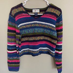 The Limited Colorful Crochet Crop Sweater